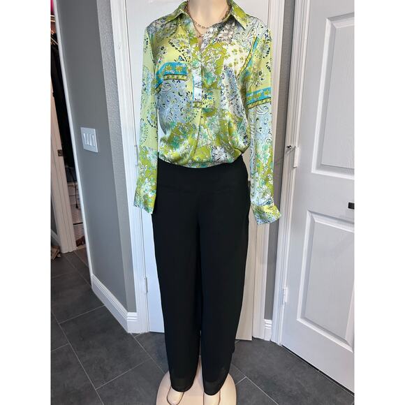 Metaphor Women’s Sheer Overlay Wide Leg Pants – Black, Size M - Picture 4 of 6